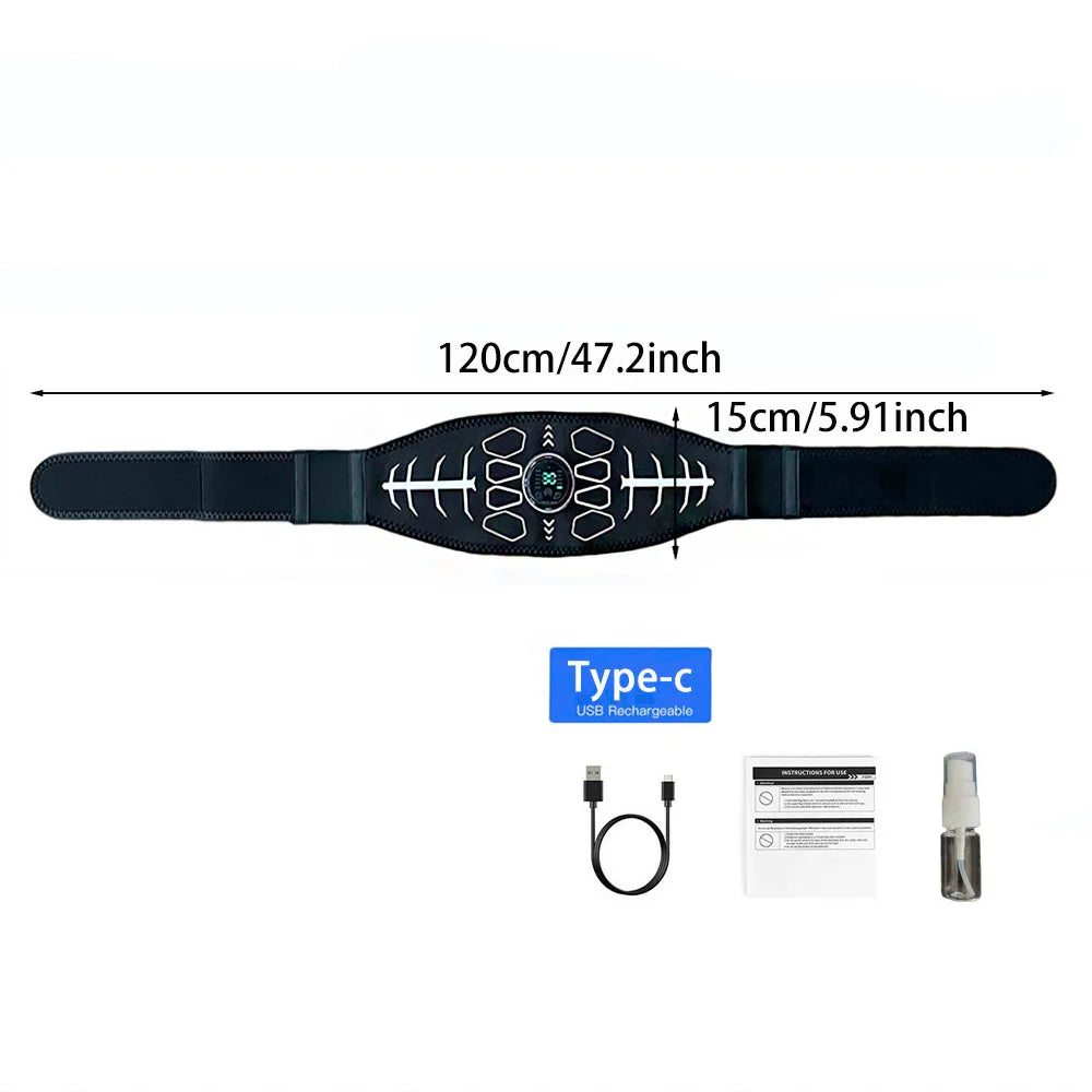 Abdominal Muscle Toner EMS Muscle Stimulator Electric Toning Belt Waist Trainer USB Recharge Body Weight Loss Fitness Massager