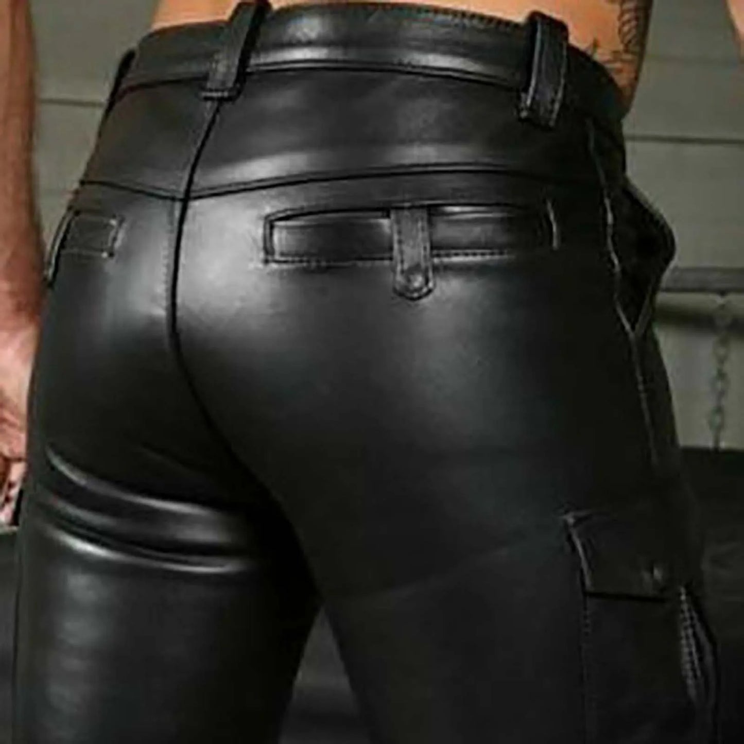 Man's Faux Leather Shorts Motorcycle Style Street Hip Hop Fashion Versatile Bodybuilding Sport Shorts Fashion Streetwear