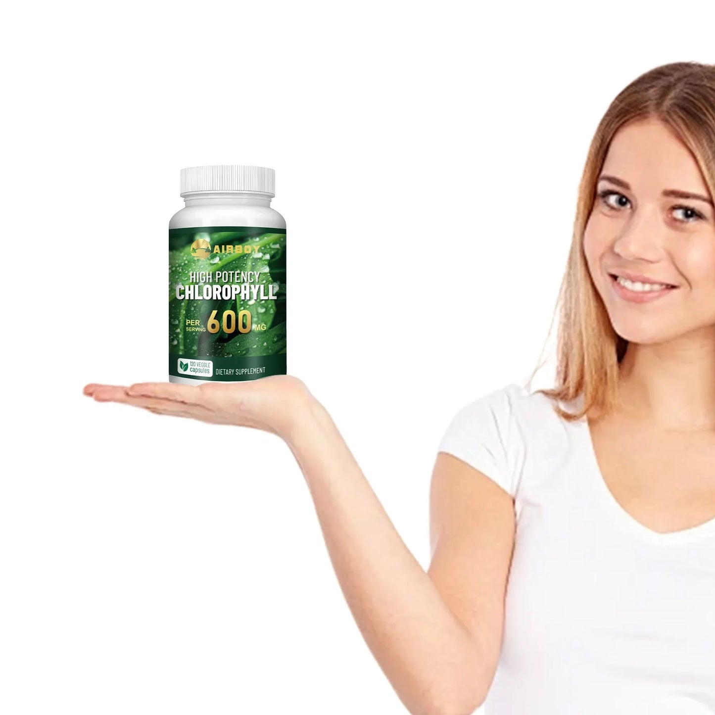 Chlorophyll Supplement 600mg - Boosts The Immune System, Improves Skin, Enhances Digestion, and Slows Down Aging - 120 Capsules