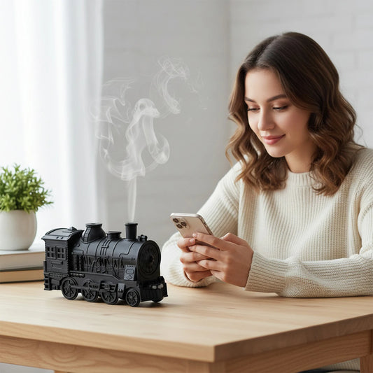 300ML Vintage Steam Train Air Diffuser Humidifier with 2-Color LED Light Essential Oil Diffuser for Home Decor & Gifts