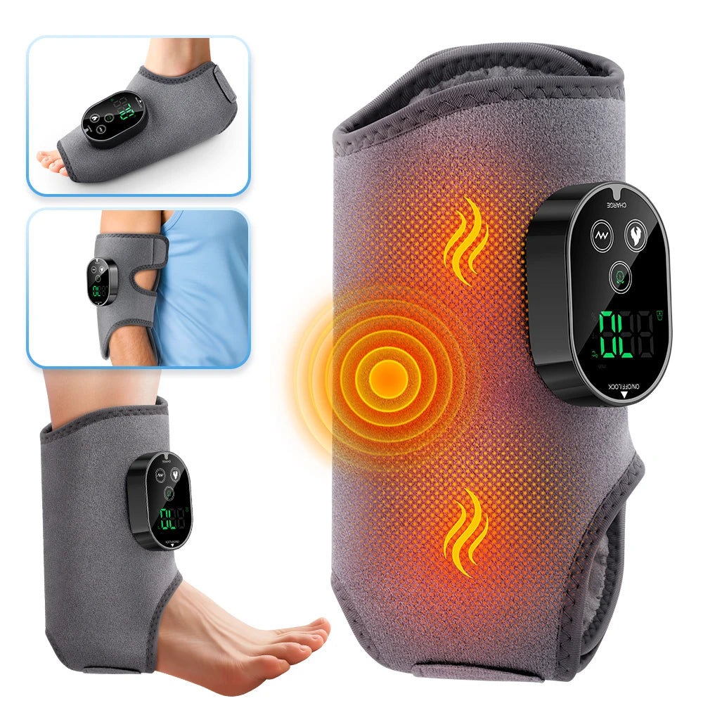 Electric Heating Vibration Foot Ankle Massager Elbow Relax Muscles Winter Massager USB Rechargeable Adjustable Strap Massager