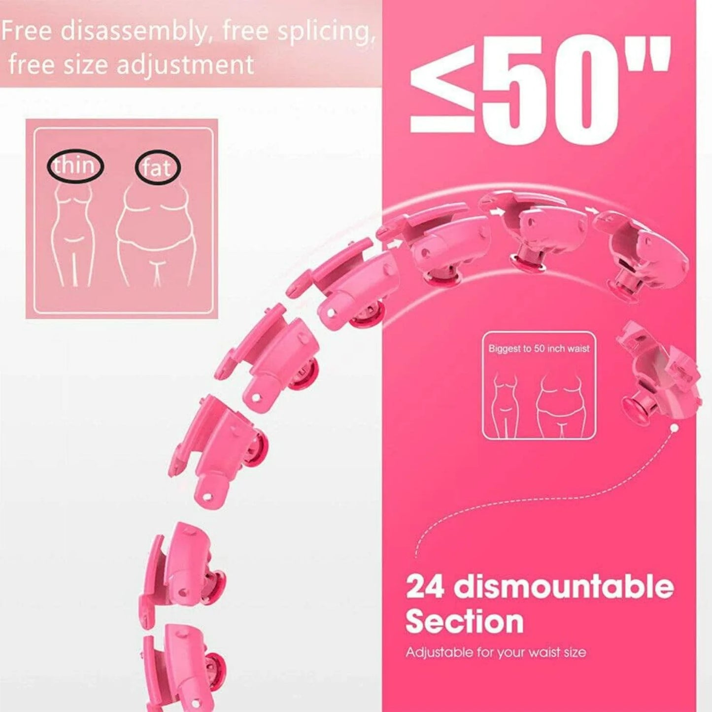 Smart Weighted,24 Detachable Knots Abdomen Fitness Weight Loss Non-Falling Fitness Hoola Hoop, Adjustable Weight -Spinning , Cir
