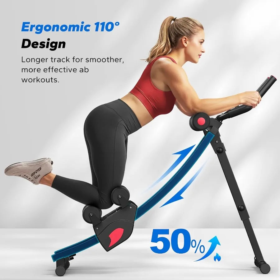 Ab Machine, Adjustable Ab Trainer Machine, AB Workout Equipment for Home Gym, Independent Dual Tracks for Mountain Climber, Fold