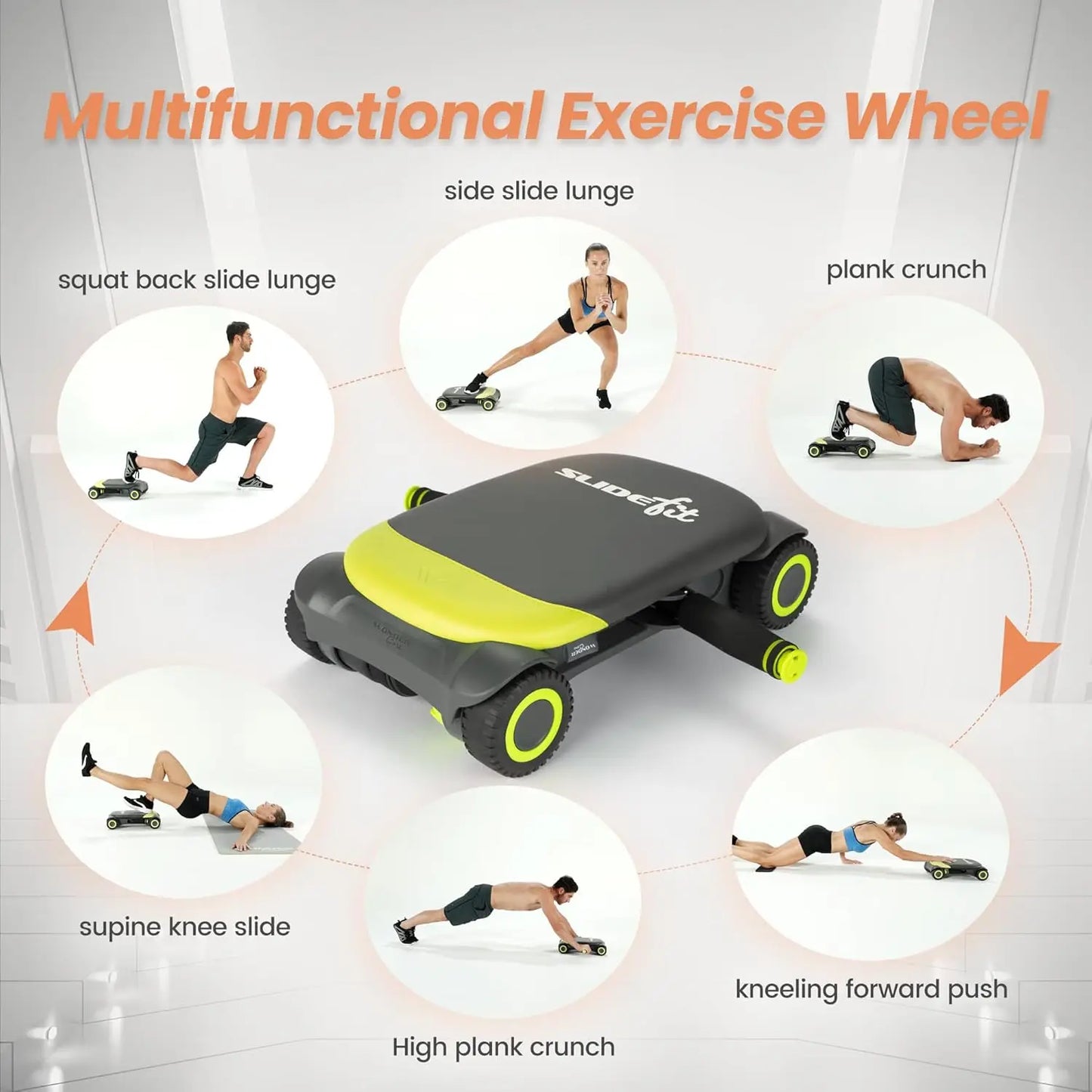 Ab Roller Board with 4 Wheels Automatic Rebound Abdominal Wheel for Core Workout Ab Exercise Equipment Abdominal Exerciser Herob