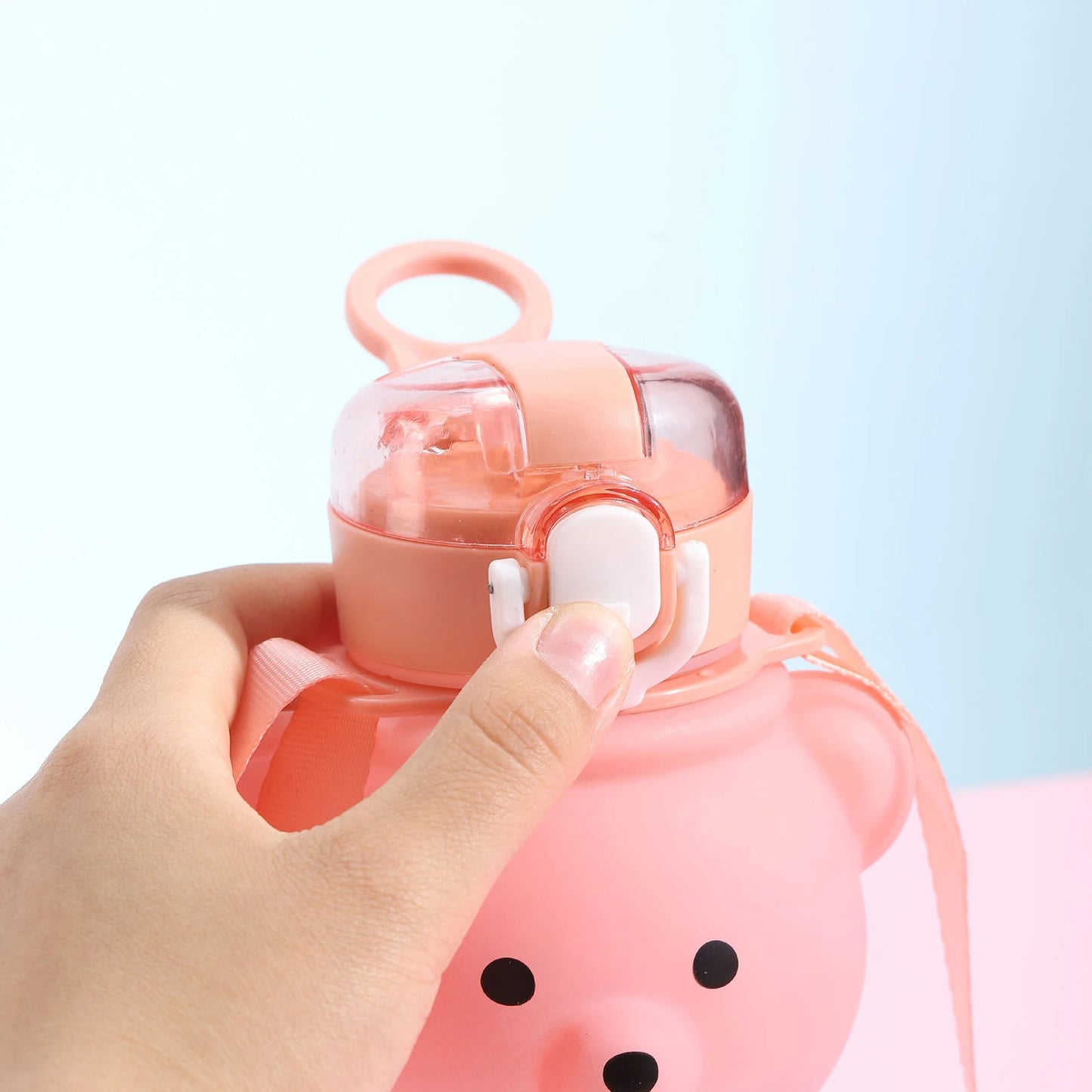 800ml Novelty Drinking Bottle Large Capacity Kawaii Bear Straw Bottle Insulated Water Bottle for Girls for School Outdoor Travel