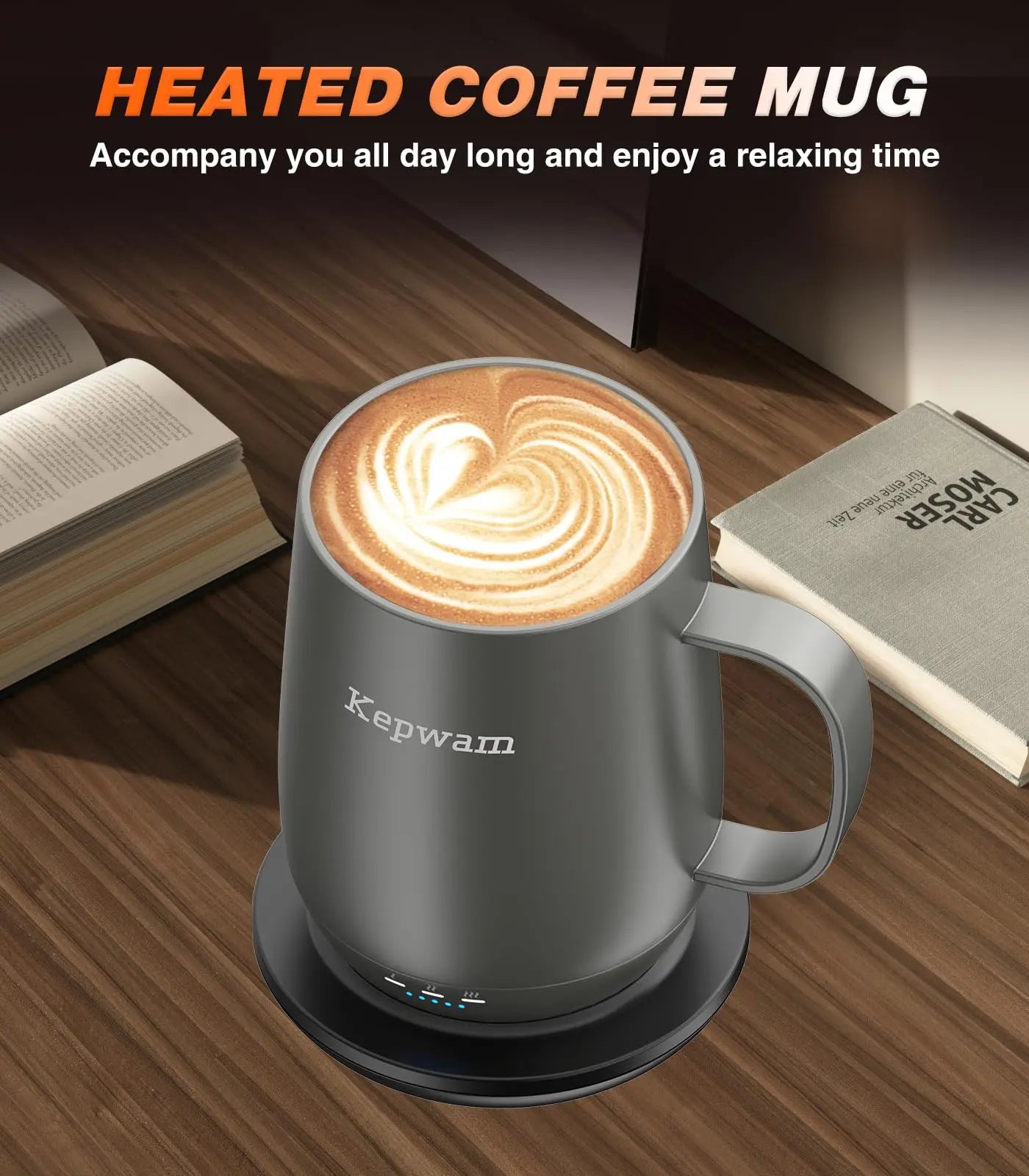 Self Heating Smart Coffee Mug 16oz, Temperature Control up to 149℉, 150 Min Battery Life, No App