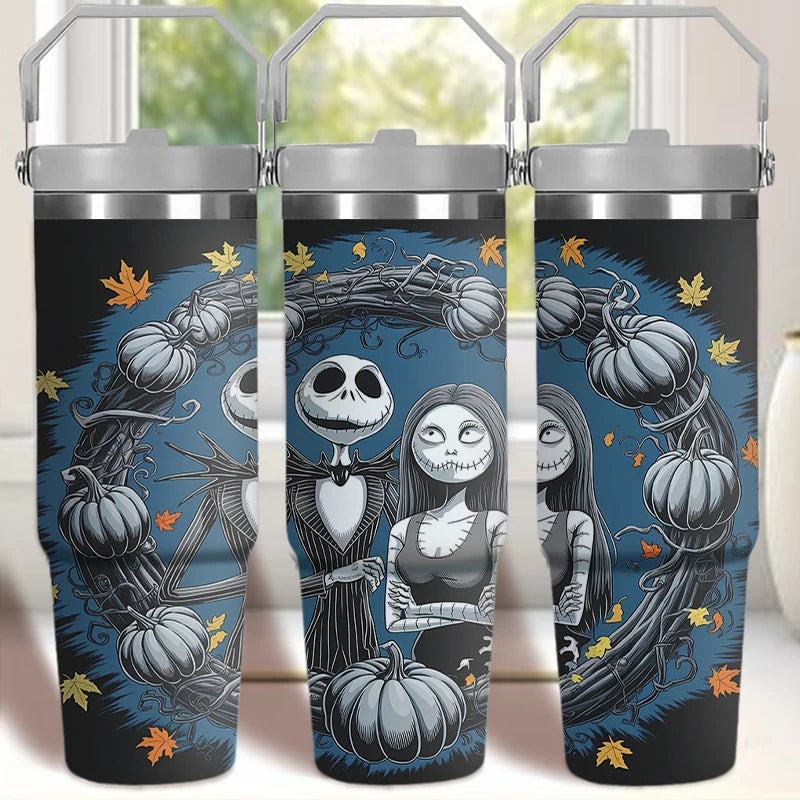 Double Stainless Steel 304 Coffee Thermos Mug Leak-Proof Non-Slip Car Vacuum Flask Travel Thermal Halloween Cup Water Bottle