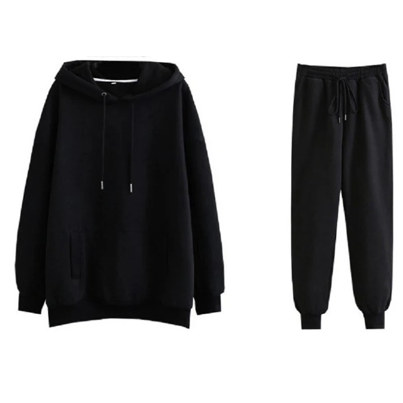 Women Tracksuit Casual Hoodies Sweatshirt Pant Set Lounge Wear Sport Suit 2PCS Autumn Winter Clothes Hooded Thicken Sets