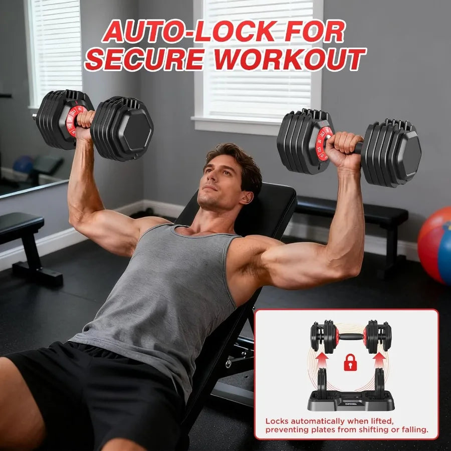 Adjustable Dumbbells Set of 2 Durable Weights for Home Strength Training 10 in 1/15 in 1 Free Weights Set with Anti-Slip Grip F