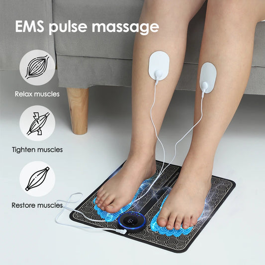Electric EMS Foot Massager Pad Relief Pain Relax Feet Acupoints Massage Mat Shock Muscle Stimulation Improve Blood Circulation