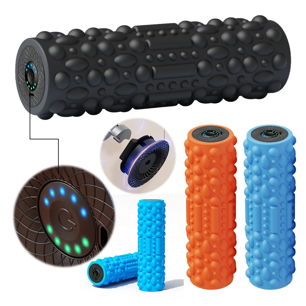 Electric Vibrating Foam Roller Massage Column Rechargeable Exercise Roller 5 Modes Muscle Roller for Yoga Pilates