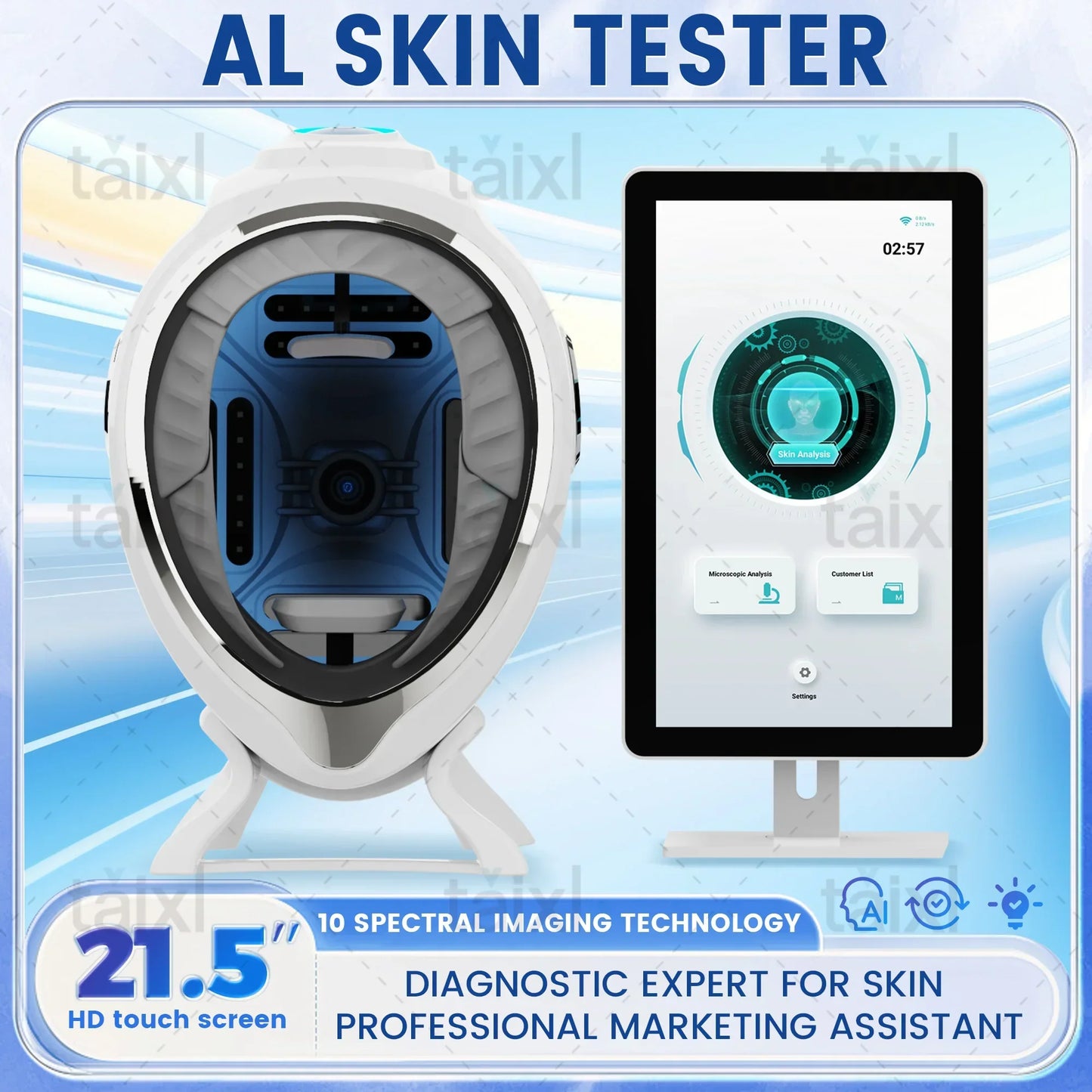 3D Skin Scanner Care Facial Analyzer Monitor Machine Magic Mirror Portable Testing English Detector Face Camera Test Analysis