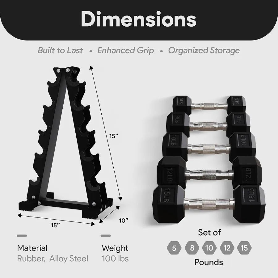 Premium Rubber Encased Hex Dumbbell Sets for Home Gym and Fitness Training 46LBS 60LBS and 100LBS Configurations with Durable D