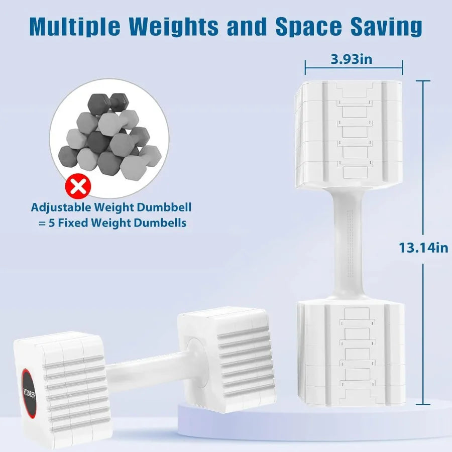 Adjustable Weight Dumbbells Set of 2, 3.4lb/5.7lb/8lb/10.3lb/12.6lb Each Hand Weight Sets for Women/Men, Adjustable Dumbbells Se