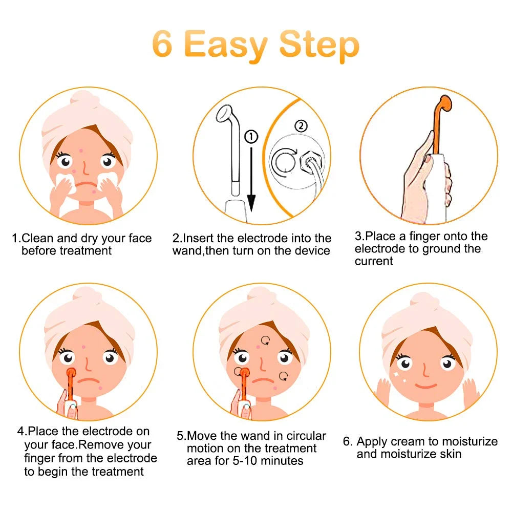 4 in 1 High Frequency Electrode Wand Glass Tube Electrotherapy Acne Spot Remover Skin Care Home Spa Beauty Facial Therapy Wand