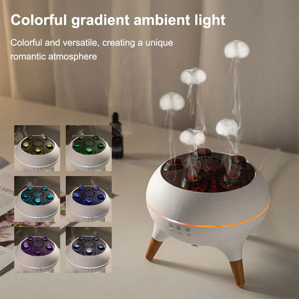 Dynamic Jellyfish Essential Oil Diffuser Remote Control Aromatherapy Diffuser with Colorful Night Lights Air Diffuser Humidifier