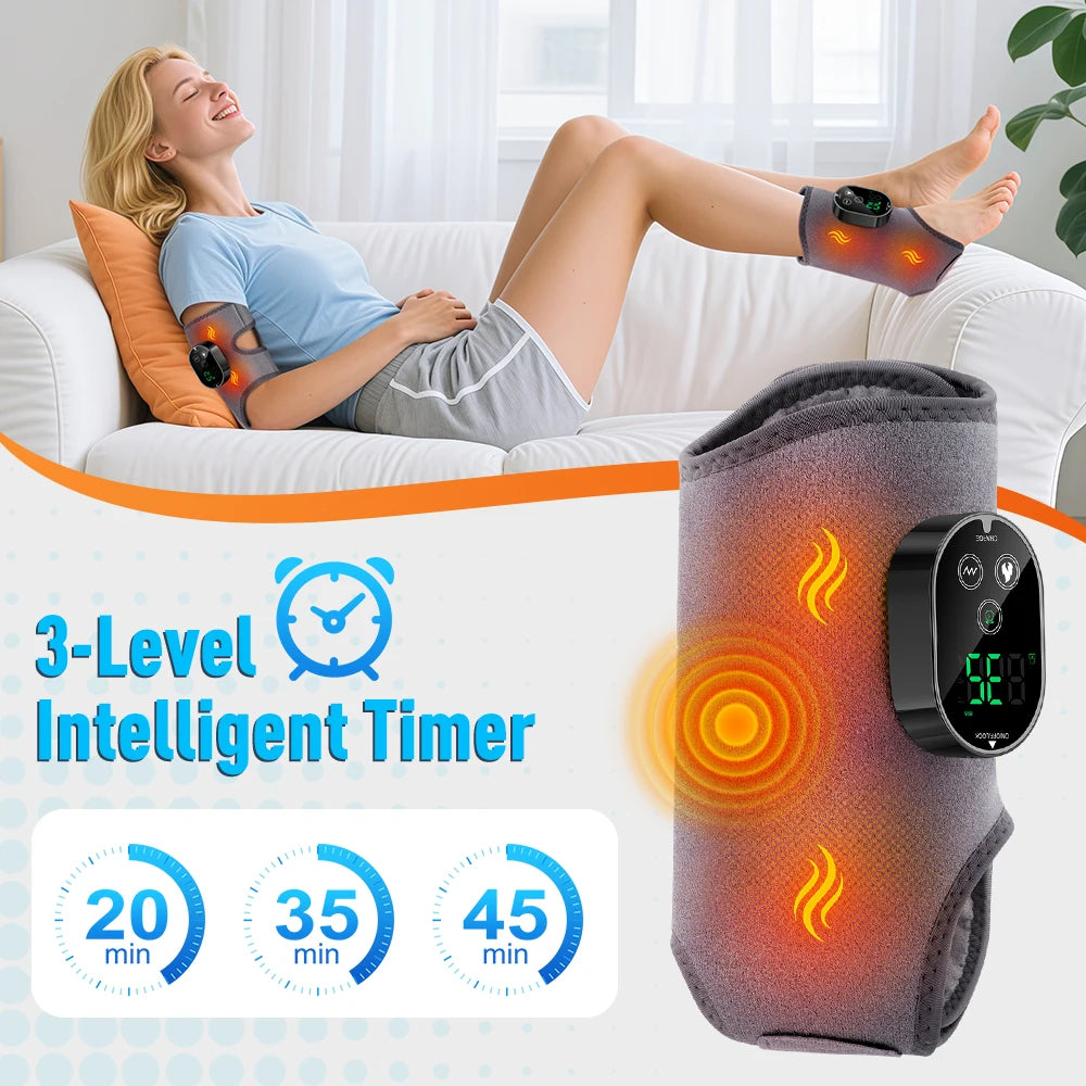 Electric Heating Vibration Foot Ankle Massager Elbow Relax Muscles Winter Massager USB Rechargeable Adjustable Strap Massager