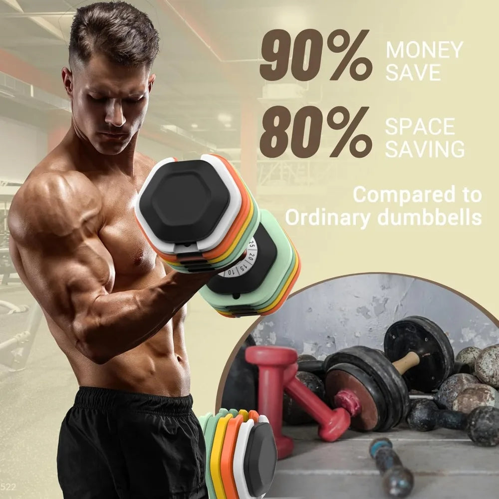 Pair of 25/55 lbs Adjustable Dumbbells for Home Gym Workouts Suitable for Men and Women