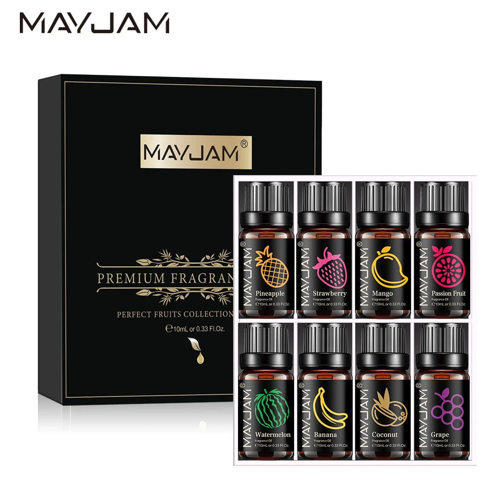 MAYJAM Fruit Fragrance Oil Strawberry Lemon Sweet Orange Papaya Litchi Kiwifruit Pear Fig Essential Oil Home Hotel Reed Diffuser