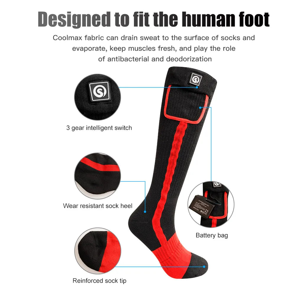 Savior Heated Socks Man Winter Rechargeable Outdoor Sport Thermal Heated Foot Warmer Ski Sports Heated Socks Warm Snowmobile Ski