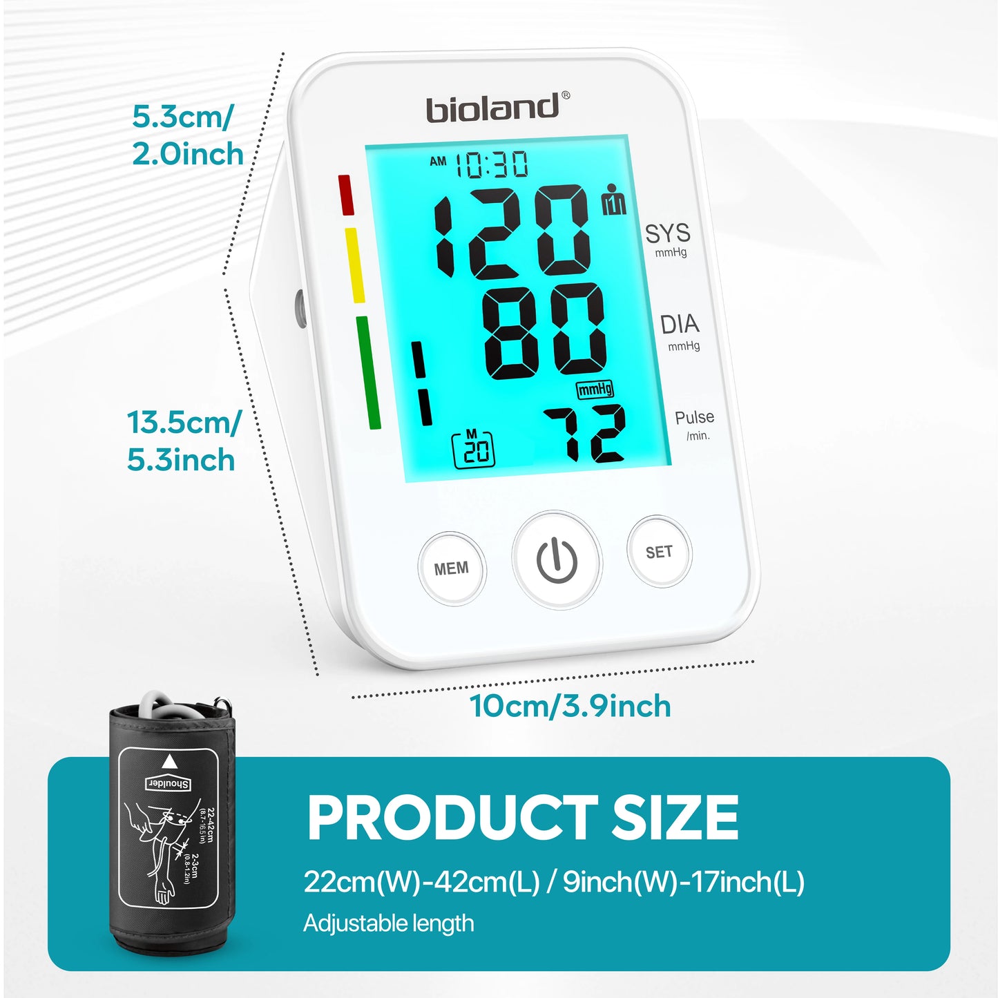 bioland Blood Pressure Monitor 2008 Tensiometer Upper Arm Automatic Digital BP Measuring Device 2005-1 Pulse Heart Rate Monitor