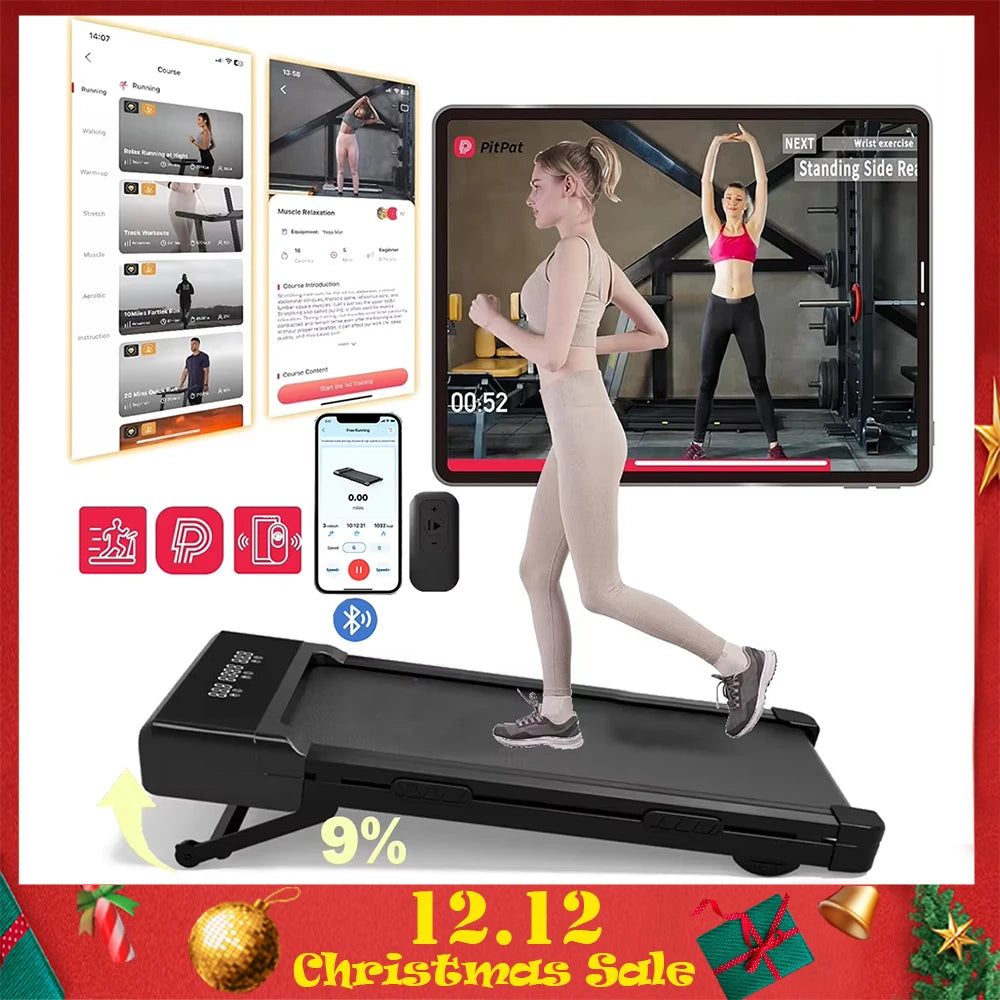 Foldable Treadmill 9% Incline 3.8mph/6kph Walking Pad for Home Treadmills LCD Screen APP Monitoring 3.0HP Motor Exercise Machine