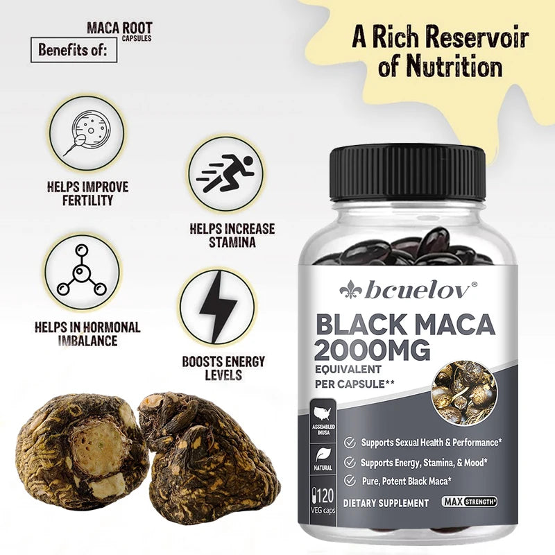 Maca Extract Supplement for Men and Women Boost Energy, Stamina & Mood Vegetarian Capsules