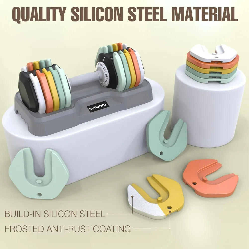 Pair of 25/55 lbs Adjustable Dumbbells for Home Gym Workouts Suitable for Men and Women