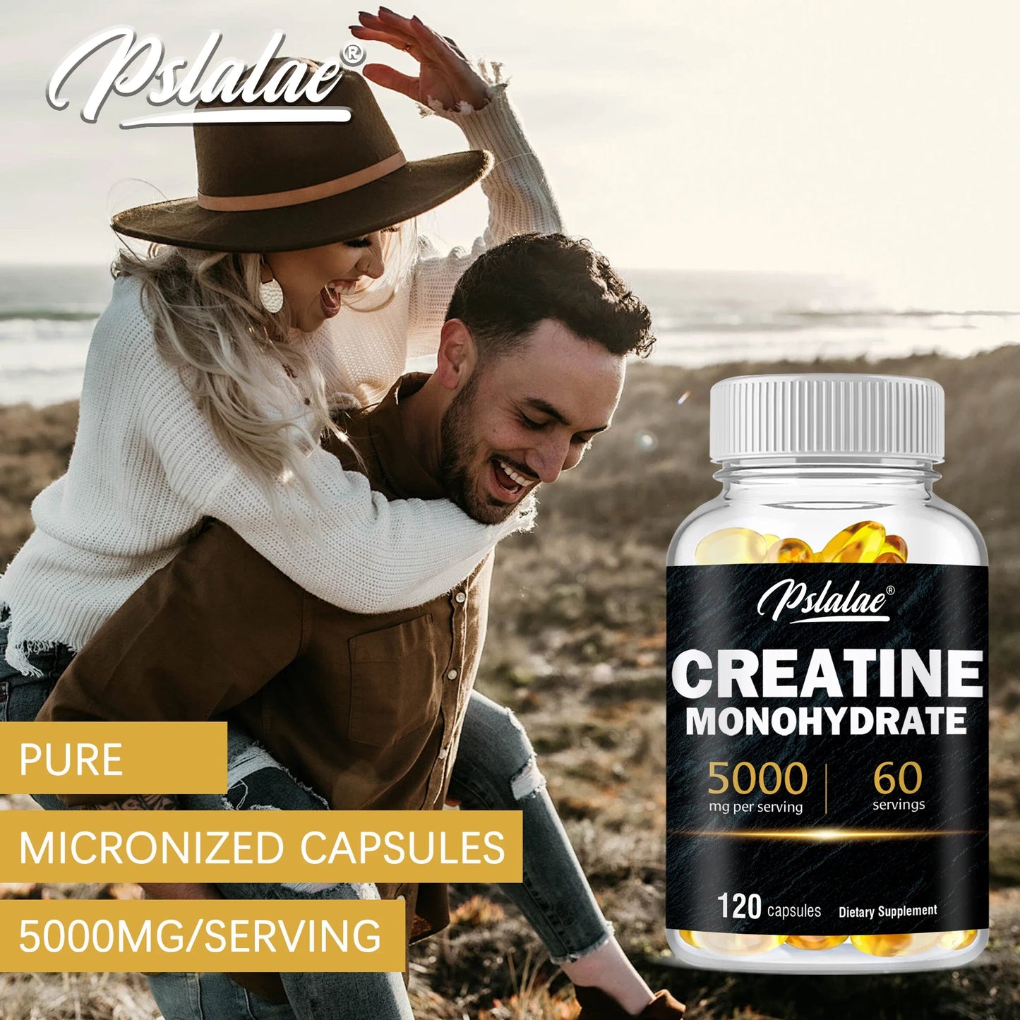 Creatine Monohydrate - Build Muscle, Improve Athletic Performance, Improve Energy Endurance , Promote Recovery - 120 Capsules
